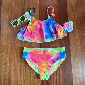 Tye Dye Bikini Set with Ruffled Top